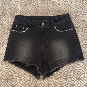 Jeans Shorts Black Distressed